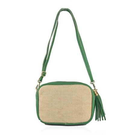 BORSA A TRACOLLA IN PELLE E JUTA - JT19821 - Colore:Verde;