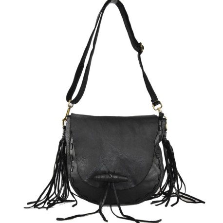 BORSA A TRACOLLA IN PELLE VINTAGE - XC48853 - Colore:Nero;