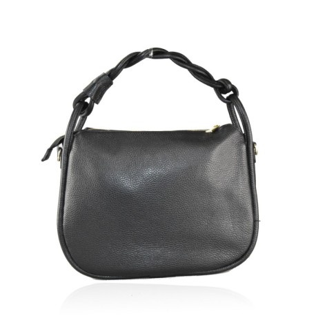 BORSA A SPALLA DONNA IN PELLE CON TRACOLLA - KT39843 - Colore:Nero;