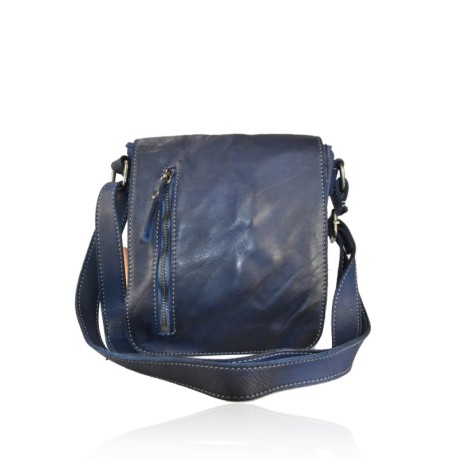 BORSA TRACOLLA IN PELLE VINTAGE - BU39843 - Colore:Blu;