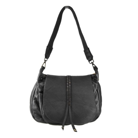 BORSA A SPALLA IN PELLE VINTAGE - YC58864 - Colore:Nero;