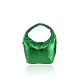 BORSA A MANO  IN PELLE LAMINATA CON TRACOLLA - KM19821 - Colore:Verde;