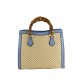 BORSA A MANO  IN PELLE E RAFFIA CON TRACOLLA - YG44848 - Colore:azzurro;