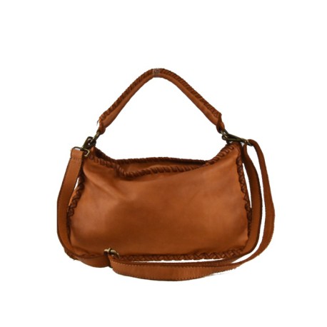 BORSA  DA SPALLA IN PELLE EFFETTO VINTAGE - SP49854 - Colore:Cuoio;