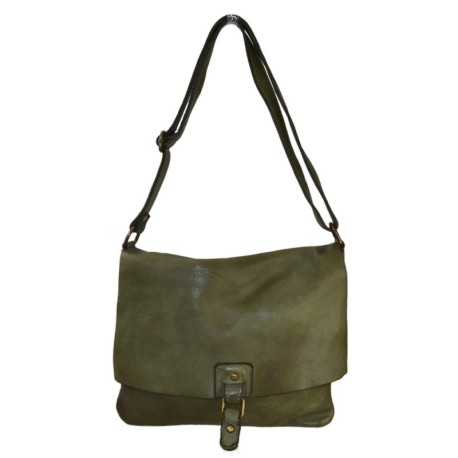 BORSA TRACOLLA IN PELLE VINTAGE - HN35838 - Colore:Verde;