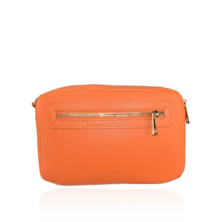 BORSA A MANO  IN PELLE CON TRACOLLA - SL25827 - Colore:Arancione/corallo;