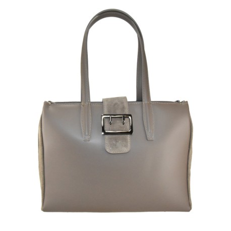 BORSA A SPALLA DONNA IN PELLE CON TRACOLLA - AT38842 - Colore:Taupe;