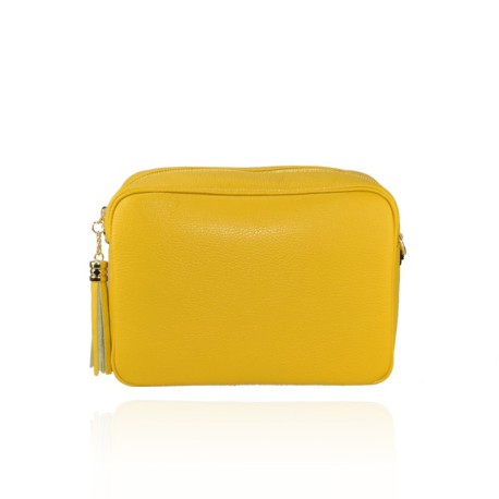 BORSA A TRACOLLA IN PELLE - JL24826 - Colore:Giallo;