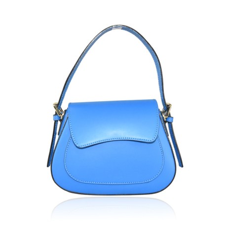 BORSA A MANO  IN PELLE CON TRACOLLA - RD29832 - Colore:Bluette;