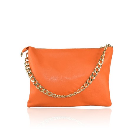 POCHETTE - BUSTA IN PELLE 100% MADE ITALY - BK37841 - Colore:Arancione/corallo;