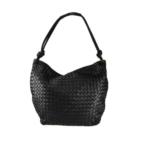 BORSA  DA SPALLA IN PELLE EFFETTO VINTAGE - JX55861 - Colore:Nero;