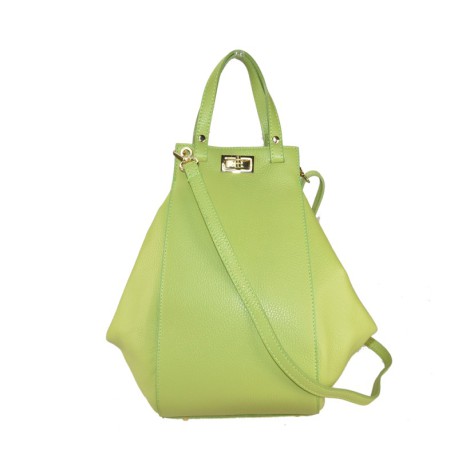 BORSA A MANO  IN PELLE CON TRACOLLA - LW35838 - Colore:Verde;