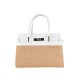 BORSA A MANO  IN PELLE E RAFFIA CON TRACOLLA - QL48853 - Colore:Bianco;