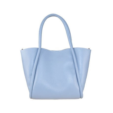 BORSA A MANO  IN PELLE CON TRACOLLA - SM37841 - Colore:azzurro;