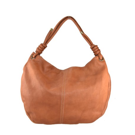 BORSA DONNA A SPALLA IN VERA PELLE VINTAGE - SM55861 - Colore:Cuoio;