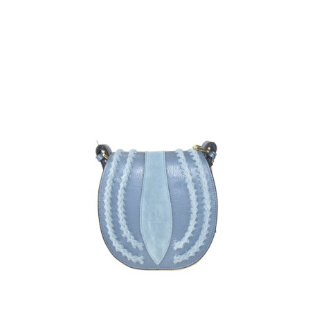 BORSA A TRACOLLA IN PELLE - CE35838 - Colore:azzurro;