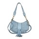 BORSA DONNA A SPALLA IN VERA PELLE VINTAGE - NW42846 - Colore:azzurro;