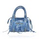 BORSA A MANO  IN PELLE CON TRACOLLA - BC33836 - Colore:Blu;