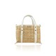 BORSA A MANO  IN PELLE E PAGLIA DI VIENNA CON TRACOLLA - PC42846 - Colore:Beige;