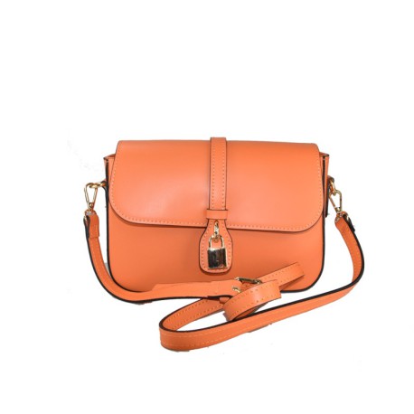 BORSA A MANO  IN PELLE CON TRACOLLA - LH32835 - Colore:Arancione/corallo;