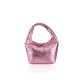 BORSA A MANO  IN PELLE LAMINATA CON TRACOLLA - KM19821 - Colore:Rosa;