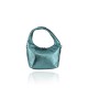 BORSA A MANO  IN PELLE LAMINATA CON TRACOLLA - KM19821 - Colore:azzurro;