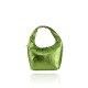 BORSA A MANO  IN PELLE LAMINATA CON TRACOLLA - KM19821 - Colore:Verde Chiaro;