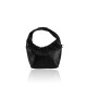 BORSA A MANO  IN PELLE LAMINATA CON TRACOLLA - KM19821 - Colore:Nero;