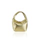 BORSA A MANO  IN PELLE LAMINATA CON TRACOLLA - KM19821 - Colore:Oro;