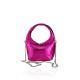 BORSA A MANO  IN PELLE LAMINATA CON TRACOLLA - KM19821 - Colore:Fuxia laminato;