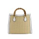 BORSA A MANO  IN PELLE E RAFFIA CON TRACOLLA - YG44848 - Colore:Bianco;