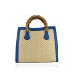 BORSA A MANO  IN PELLE E RAFFIA CON TRACOLLA - YG44848 - Colore:Bluette;