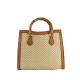 BORSA A MANO  IN PELLE E RAFFIA CON TRACOLLA - YG44848 - Colore:Cuoio;