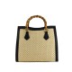 BORSA A MANO  IN PELLE E RAFFIA CON TRACOLLA - YG44848 - Colore:Nero;