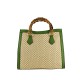 BORSA A MANO  IN PELLE E RAFFIA CON TRACOLLA - YG44848 - Colore:Verde;