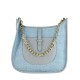 BORSA A SPALLA IN PELLE E RAFFIA CON TRACOLLA A FANTASIA - RH39843 - Colore:azzurro;