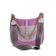 BORSA A SPALLA IN PELLE E RAFFIA CON TRACOLLA A FANTASIA - RH39843 - Colore:Viola - New york;