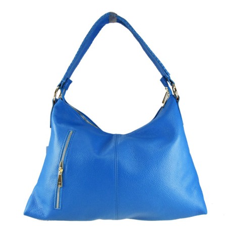 BORSA A SPALLA DONNA IN PELLE CON TRACOLLA - FS39843 - Colore:Bluette;