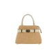 BORSA A MANO  IN PELLE E RAFFIA CON TRACOLLA - QE39843 - Colore:Beige;