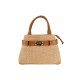 BORSA A MANO  IN PELLE E RAFFIA CON TRACOLLA - QE39843 - Colore:Cuoio;