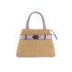 BORSA A MANO  IN PELLE E RAFFIA CON TRACOLLA - QE39843 - Colore:Viola - New york;