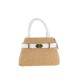 BORSA A MANO  IN PELLE E RAFFIA CON TRACOLLA - QE39843 - Colore:Bianco;