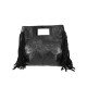 BORSA A MANO E TRACOLLA DONNA IN PELLE CON FRANGE - AQ24826 - Colore:Nero;