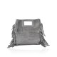 BORSA A MANO E TRACOLLA DONNA IN PELLE CON FRANGE - AQ18820 - Colore:Grigio;