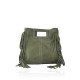 BORSA A MANO E TRACOLLA DONNA IN PELLE CON FRANGE - AQ18820 - Colore:Verde;