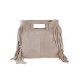 BORSA A MANO E TRACOLLA DONNA IN PELLE CON FRANGE - AQ18820 - Colore:Cipria;