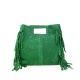 BORSA A MANO E TRACOLLA DONNA IN PELLE CON FRANGE - AQ18820 - Colore:Verde Chiaro;