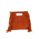 BORSA A MANO E TRACOLLA DONNA IN PELLE CON FRANGE - AQ18820 - Colore:Arancione/corallo;