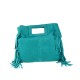 BORSA A MANO E TRACOLLA DONNA IN PELLE CON FRANGE - AQ18820 - Colore:azzurro;