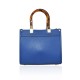 BORSA A MANO IN PELLE CON TRACOLLA - FN39843 - Colore:Bluette;